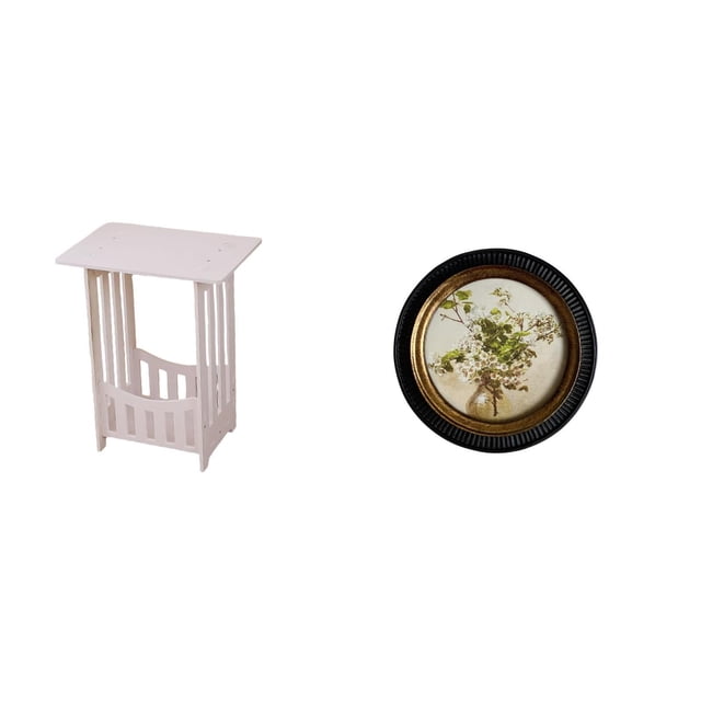 Mesita De Noche Antigua Con Marco De Resina Ornamentada En Relieve. Práctica Y Portátil, Ideal Como Expositor De Esquina Para Hoteles, Cafeterías, Salones, Balcones Y Decoración Retro Para