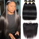 thumbnail image 1 of Extensiones de Cabello brasileño con cierre, mechones rectos con malla Frontal, 13x4, HD, transparente, 1 of 5