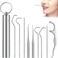 thumbnail image 3 of BKBP 9 Pcs Dental Pick Portable Stainless Steel Tooth Pick Set Reusable Tooth Stains Remover Dental Tool Teeth Cleaning Tools with Holder for Outdoor Picnic, Camping, Travel, 3 of 9