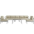 thumbnail image 2 of Modway Shore 6 Piece Outdoor Patio Aluminum Sectional Sofa Set in Silver Beige, 2 of 6