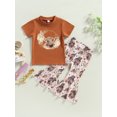 thumbnail image 2 of Bagilaanoe 2pcs Toddler Baby Girl Long Pants Set Floral Print Short Sleeve T-Shirts Tops + Flare Trousers 6M 12M 18M 24M 3T 4T Kids Casual Outfits, 2 of 8