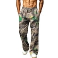 thumbnail image 7 of Havenx Mens Camo Pants Wide Leg Dry Leaf Print Elastic Waist Sweatpants with Pockets Open Bottom Camouflage Wear Athletic Jogger Workout Casual Fashion Clothes,Brown 3XL, 7 of 7