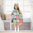 thumbnail image 7 of FORMRS Wearable Blanket Hoodie with Sleeves for Kids Cozy Flannel Sweatshirt, Colorful Checkered Pattern, 7 of 7