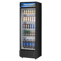 VEVOR Commercial Merchandiser Refrigerator, 13.3 CU.FT Glass Door Display Refrigerator, Beverage Refrigerator Cooler Merchandiser with Adjustable Shelves, Soft LED Light,Customizable Lightbox,Black