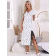 thumbnail image 2 of DARING DIVA Women's Short Sleeve Heart Print Lace Trim Ribbed Nightgown M White, 2 of 6