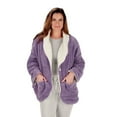 thumbnail image 5 of Catalog Classics Womens Bed Jacket with Pockets, Fleece Bed Jackets - Purple, 1X, 5 of 7
