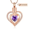 thumbnail image 6 of Heart Urn Necklace for Ashes Cremation Jewerly, Double Heart Birthstone Crystal Pendant Necklace for Women Memorial Jewelry Ashes Keepsake Lockets Holder, 6 of 7