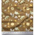 thumbnail image 1 of Soimoi Brown polyester Crepe Fabric Star Anise,Lemon & Garlic Vegetable Printed Fabric 1 Yard 42 Inch Wide, 1 of 3