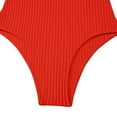 thumbnail image 4 of UTSJKR Women's One Piece Swimsuit Ruched Textured Ribbed Tummy Control Bathing Suit V Neck Slimming 1 Piece Swimwear Red 10, 4 of 5
