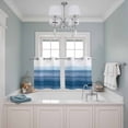 thumbnail image 3 of Haze Blue White Ombre Kitchen Curtains Small Short 39 Inch Length, Vintage Gradient Striped Aesthetics Grommet Bedroom Living Room Curtains, Light Filtering Cafe Curtain Drapes 2 Panels Set 55''x39'', 3 of 9