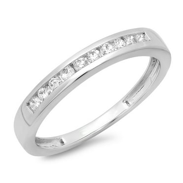 0.25 Carat (ctw) 10K White Gold Round Cut Diamond Ladies Stackable Anniversary Wedding Band 1/4 CT