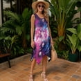 thumbnail image 3 of FUIALDOLG Womens Galaxy Dress Summer Casual Sleeveless Dresses with Pocket Blue Starry Sky Irregular Hem Midi Dress Loose Fit Cocktail Sun Dresses,M, 3 of 7