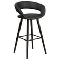 thumbnail image 2 of Emma + Oliver 29"H Cappuccino Wood Rounded Open Back Barstool in Black Vinyl, 2 of 12