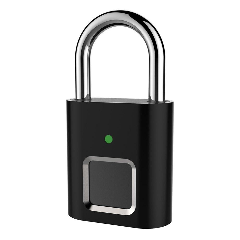 Fingerprint Padlock, Fingerprint Waterproof Keyless Anti-Theft, Security Digital Lock Portable for Locker, Gym, Door, Luggage, Suitcase, Handbags, Wardrobes, Black