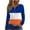 Blue, variant on WREESH Womens Fashion T-Shirts V Neck Color Block Print Pullover Regular Fit Button Henley Long Sleeve Tops Casual Pullover Top Top/Shirt Blue