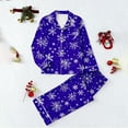 thumbnail image 2 of Ltctricy Women's Christmas Pajama Sets Long Sleeve V Neck Collared Button down Printed Sleepwear Top Pants 2 Piece Lounge Sets(Blue,XX-Large), 2 of 7