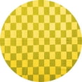 thumbnail image 1 of Ahgly Company Indoor Round Checkered Yellow Modern Area Rugs, 4' Round, 1 of 4