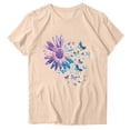 thumbnail image 4 of Perfectbot Women's Butterfly & Flower Print Shirt - Basic Crew Neck Tee, Casual Short Sleeve Going Out Top, 4 of 4
