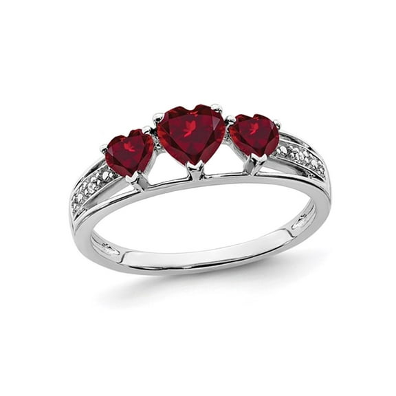 3/4 Carat (Ctw) Lab Created Heart Ruby Ring in 14K White Gold