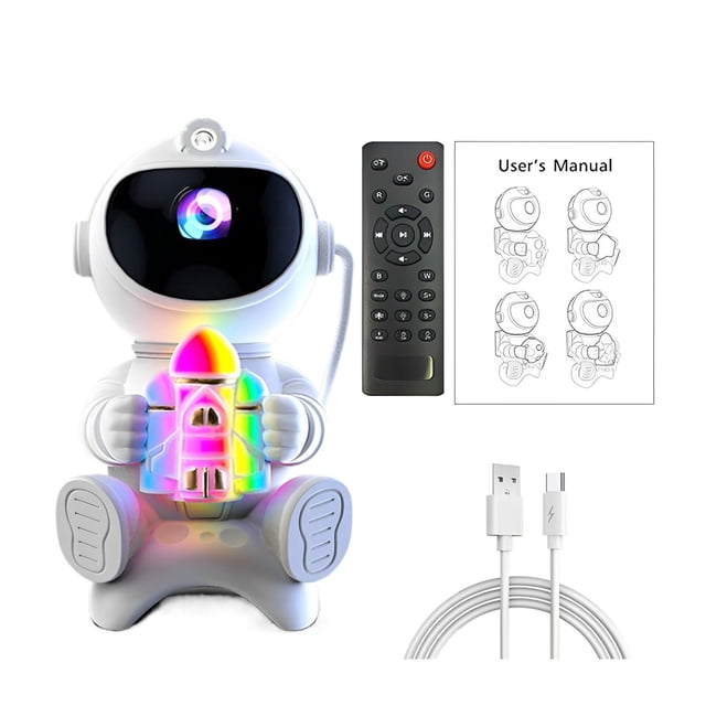 Kenally Proyector de cielo estrellado para astronautas, luz nocturna, Altavoz Bluetooth con luz LED nocturna para dormitorio Artesanía Avión