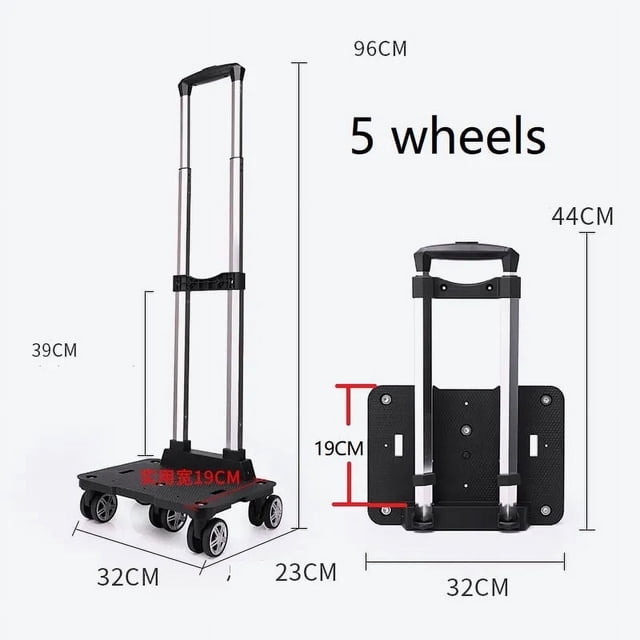 Portable 4/5 Wheel Trolley Rack Aluminum Alloy Foldable Pullling Rod Carrier for Student Backpack Pet Bag Load Bearing 15kg ShopWise Round