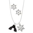 thumbnail image 1 of Delight Jewelry Silvertone Hanging Bat Silver tone Snowflake Charm Necklace and Stud Earrings, 1 of 4
