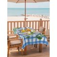 thumbnail image 2 of Outdoor Tablecloth with Umbrella Hole for Patio/Picnic/Party/Camping, Lemon Floral Summer Waterproof Table Cloth Rectangle Table Cover Washable, Blue Plaid Leaves Flower (52"x 70"), 2 of 8