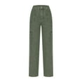 thumbnail image 4 of PXLKNZH Women's 26"/28"/30"/32"/34" Cargo Jeans High Waisted Cargo Pants Y2k Baggy Straight Wide Leg Short Petite Regular Tall Denim Pants Trousers with Multi Pockets Green,L, 4 of 6