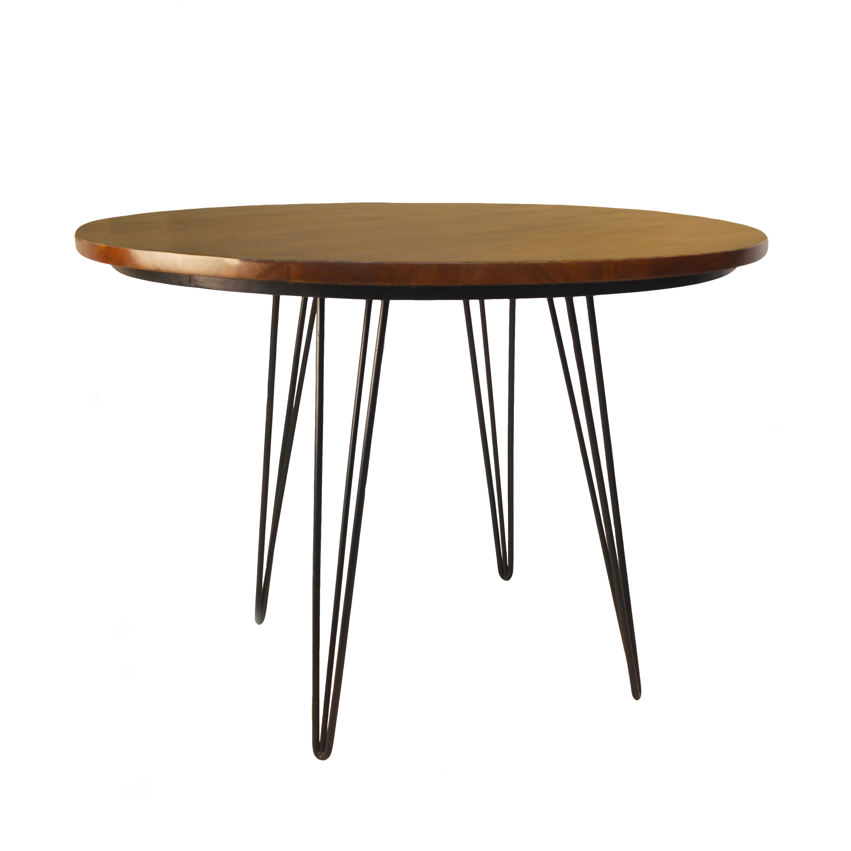 Carolina Chair And Table Haider Industrial Elm And Black 42 Inch Round Bent Iron Leg Dining Table