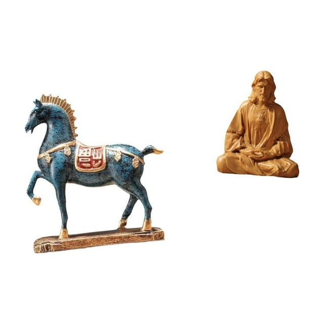 Figura de caballo, escultura animal, resina coleccionable, estatua del Corazón de Jesús, figura católica, figura de Jesús, obra de arte con ar