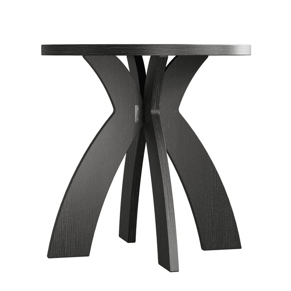 Round Side Table, 23.6 Inch Circular End Table with Curved Cross Legs, Melamine Laminated MDF Accent Table for Living Room, Bedroom, Balcony, Black