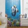 thumbnail image 5 of Funny Diving Panda Sheer Curtains 45 Inches Long, Ocean Sea Coastal Coral Fish Marine Life Light Filering Curtains, Breathable Simi Curtain Privacy Drapes for Kitchen Bathroom Small Window Treatment, 5 of 9