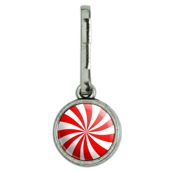 Peppermint Swirl Antiqued Charm Clothes Purse Suitcase Backpack Zipper Pull Aid