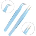 thumbnail image 3 of 2 pinzas para pestañas (azules), pinzas de extensión de pestañas de acero inoxidable, pinzas para pestañas con punta recta y curva, 3 of 5
