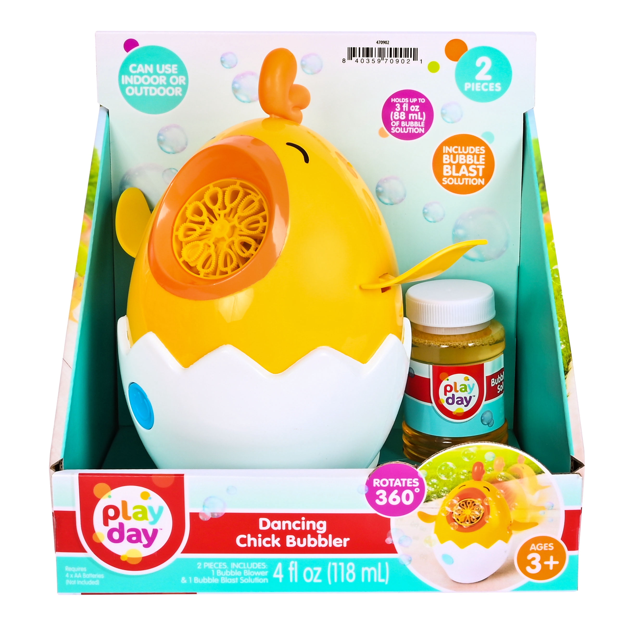 Play Day Dancing Chick Bubble Blower with 4 fl oz solution for Children Ages 3 and up