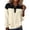 Khaki, variant on Women's Long Sleeved Cotton Linen Shirts Collared Button Color Block Casual Loose Pullover Blouses Tops Green S