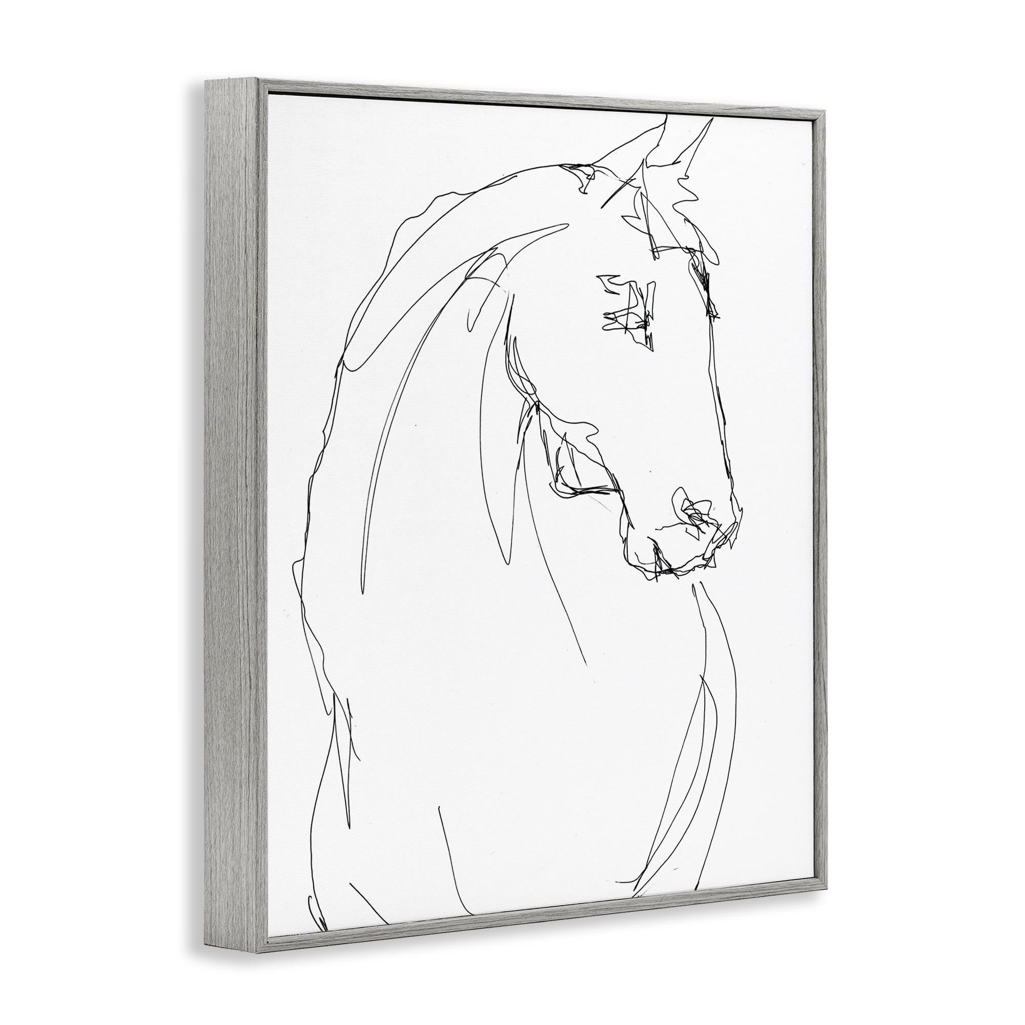 Stupell Industries Sketched Horse Contour Gray Framed Giclee Art, design by Lorenzo Collective