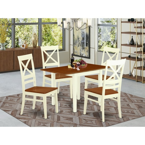 5-Piece Dining Set - Kitchen Table & 4 Chairs - Modern Farmhouse Style