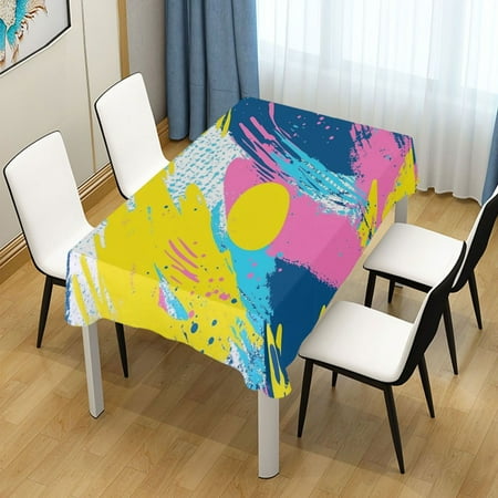 

54x72 Inch Tablecloth Polyester Square Tablecloth for Home Kitchen Dinner Decor Colorful Brush