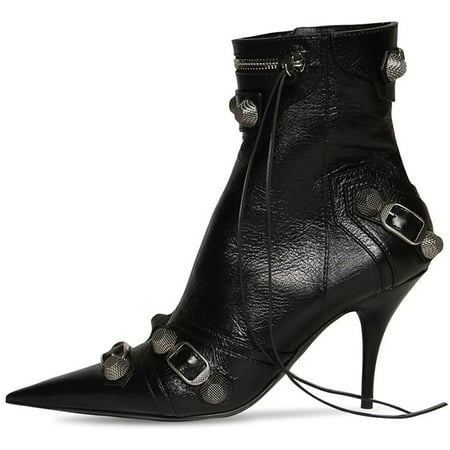 

Women‘s Buckle Strap Decor Ankle Boots Stiletto Heeled Pointed Toe High Heeled Booties Cool Side Zipper Shoes