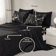 thumbnail image 6 of Flymme Black Marble Comforter Sets Queen Size Bed in a Bag 7 Pieces Modern Gold Marble Texture Bedding Comforter Set with Sheets for All Season, 6 of 9