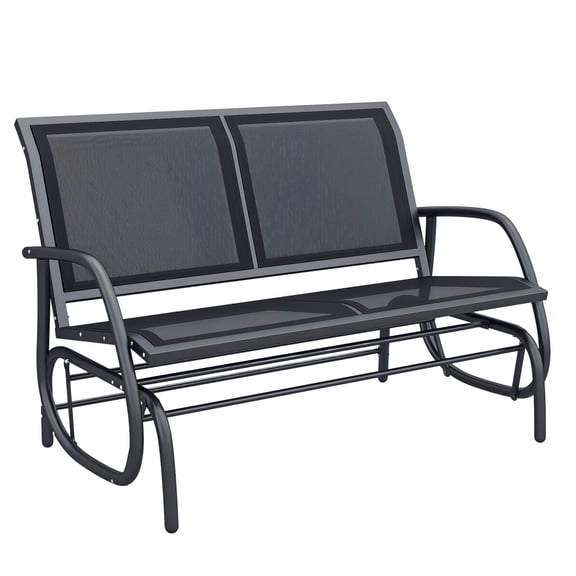 2-Person Outdoor Glider Bench, Patio Double Swing Glider with Powder Coated Steel Frame, Porch Rocking Loveseat Chair for Backyard, Lawn, Black