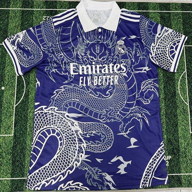 Camiseta De Fútbol Clásica De Verano De Manga Corta Del Real Madrid Purple Dragon, Edición Especial, Temporada 24-25XL