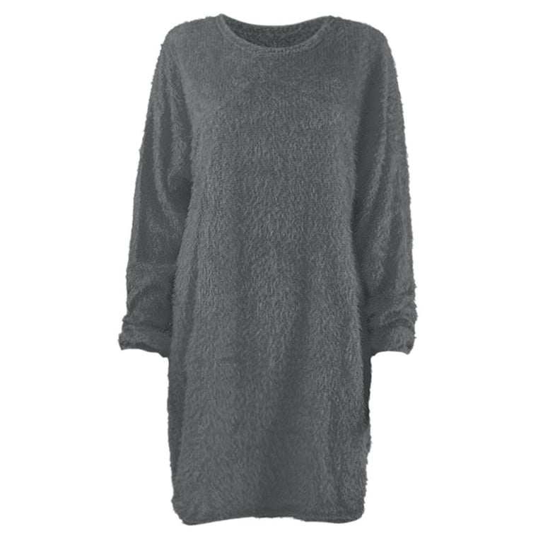wool blend long sleeve sweater dress Knitted Sweater Dress