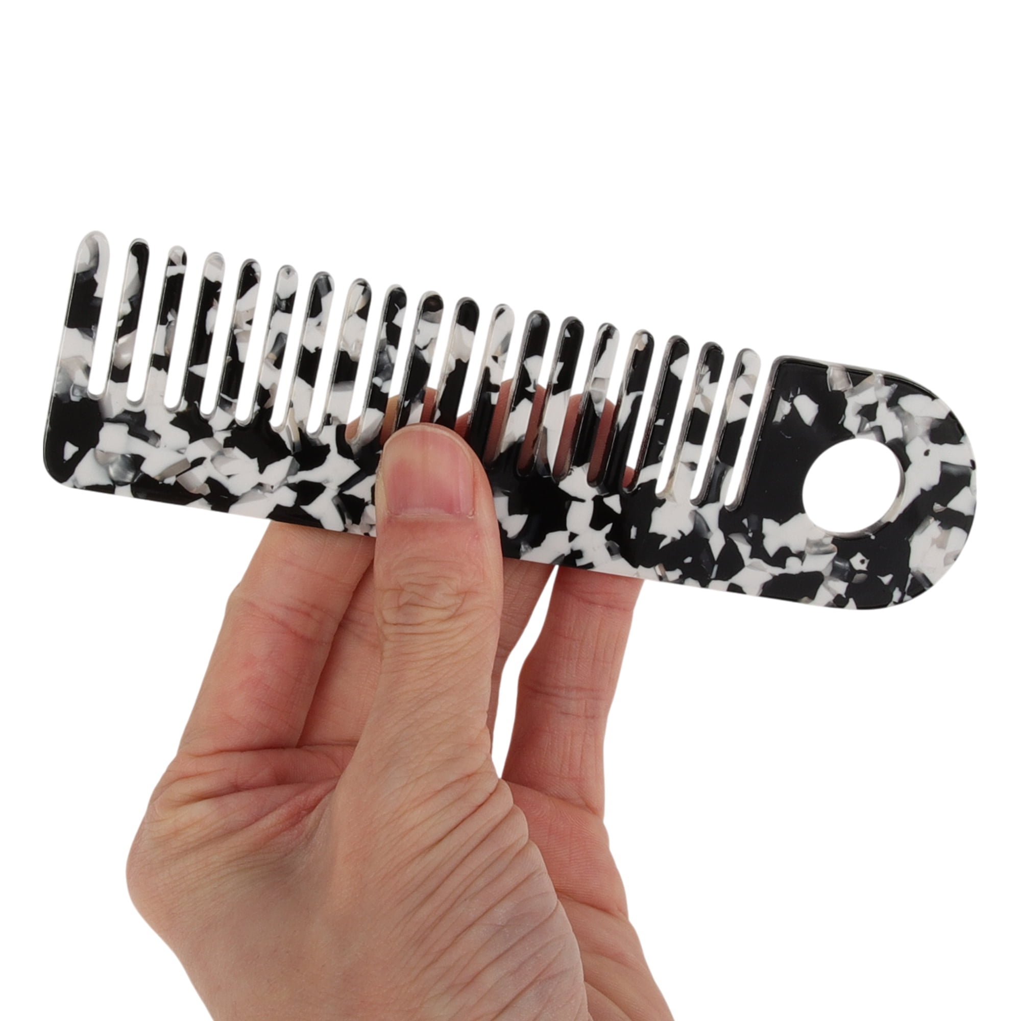 Unique Bargains 1 Pc Exquisite Marble Pattern Hair Comb for All Hair Types Black White