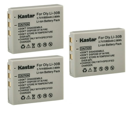 Kastar Battery 3-Pack Replacement for Olympus Li-30B Li30B Battery Olympus Li-30C Li30C Charger Olympus Stylus Verve Digital Stylus Verve Digital S µ-mini Digital µ-mini Digital S Cameras