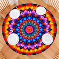 thumbnail image 2 of Colorful Tie Dye Peacock Mandala Pattern Round Fitted Tablecloth with Elastic Edge,Dining Table Cover Waterproof,Outdoor Round Tablecloth for Camping,Dining,Indoor and Outdoor, 2 of 7