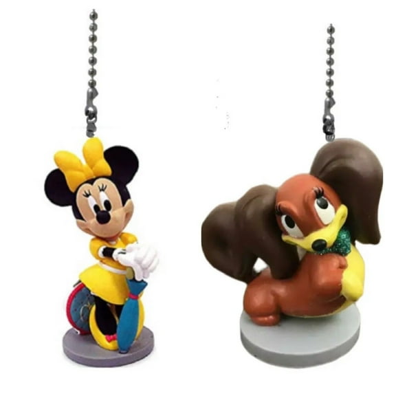 FIFI Pet Dog Pup & Railroad Yellow Minnie Lamp Fan Pull PVC Figurine Helper New