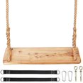 thumbnail image 2 of Wooden Tree Swing,Wooden Swing for Adults/Kids with 500lbs Load Capacity,Adjustable Hemp Rope Plus Tree Straps 100 inch, Hanging Wooden Swing for Indoor, Outdoor, Garden,Yard,Backyard (Adult), 2 of 7