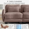 thumbnail image 4 of Hvoonc 131.5" Modular Sectional Sofa for Living Room, Sculptural Curved Chenille 4 Seater Couch with 2 Ottomans, 25" Deep Seat, Pocket Springs, Dusty Rose, 4 of 8
